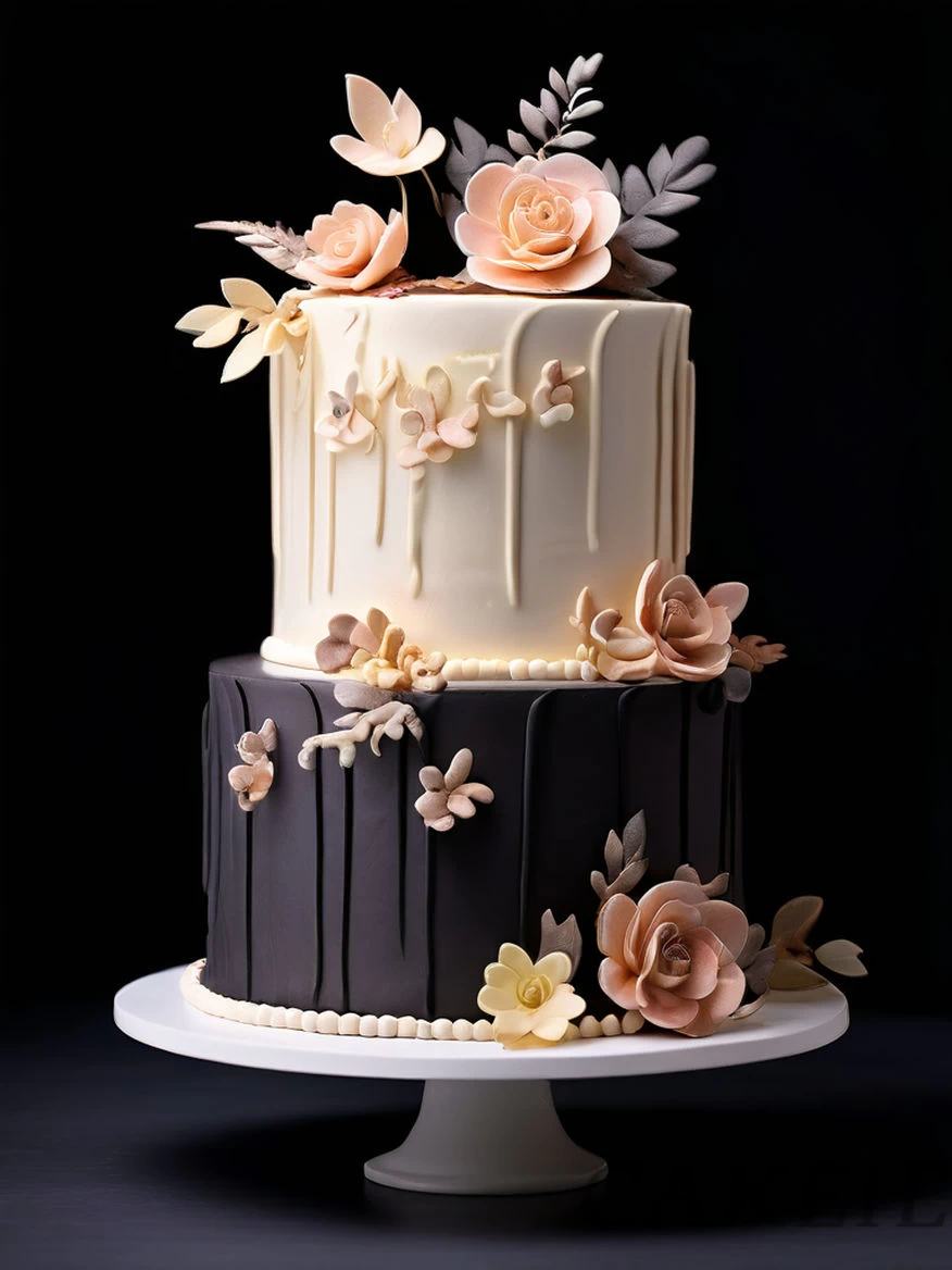 Black White 2 Tier Cake